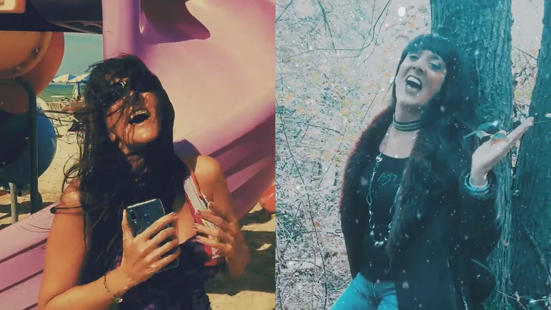 Fotogramma dal videoclip di Inverno Synthwave